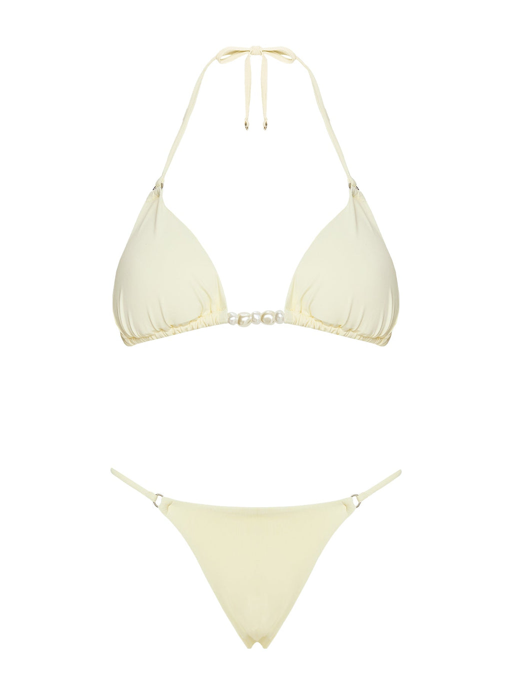 Adrah Beaded Triangle Bikini Top Yellow