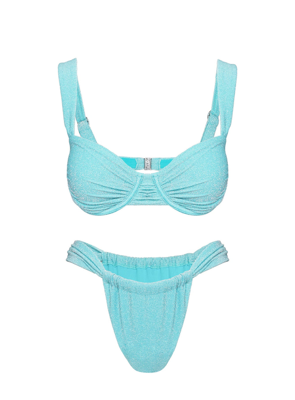 Ellie High Cut Glitter Bikini Bottoms Blue